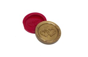 PRE MADE WAX SEAL STICKERS "DOUBLE HEARTS" SET/25